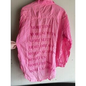 Sundry Destinations Oversized Shirt Candy Pink Back Graphic Womens Size 2 Cotton